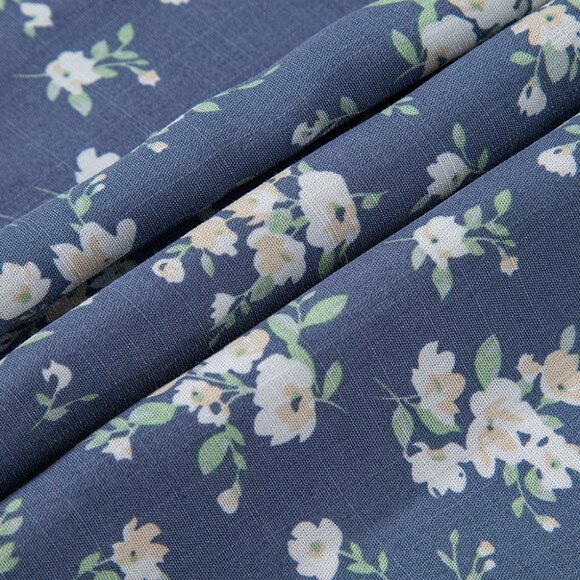 B266 Blue Floral Spaghetti Strap Frilled V Neck Tiered Midi Dress - Picture 11 of 16